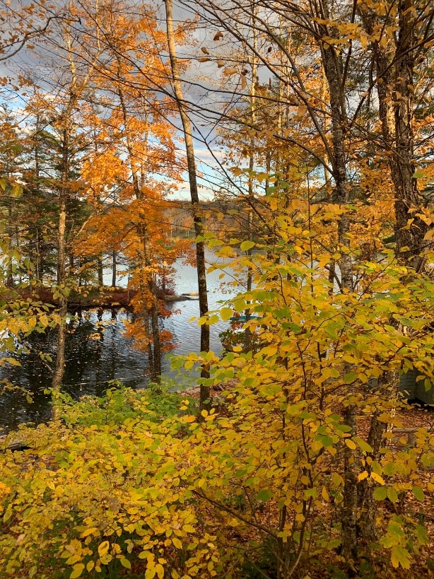 Autumn foliage reflected in the still waters of Lake Fairlee, Vermont